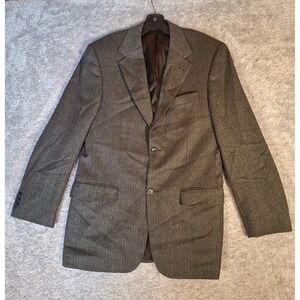 Brigadier Clothiers Mens Brown Herringbone Tweed Two Button Sport Coat Blazer 42